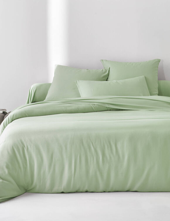 Effen bedlinnen in bamboe en linnen** (groen)