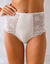 Omhullende slip met hoge taille in microvezel en kant - set van 2 (geel + ivoorkleur)
