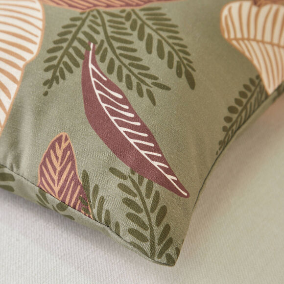 Housse de coussin carr&eacute;e imprim&eacute; feuilles - lot de 2 (vert)