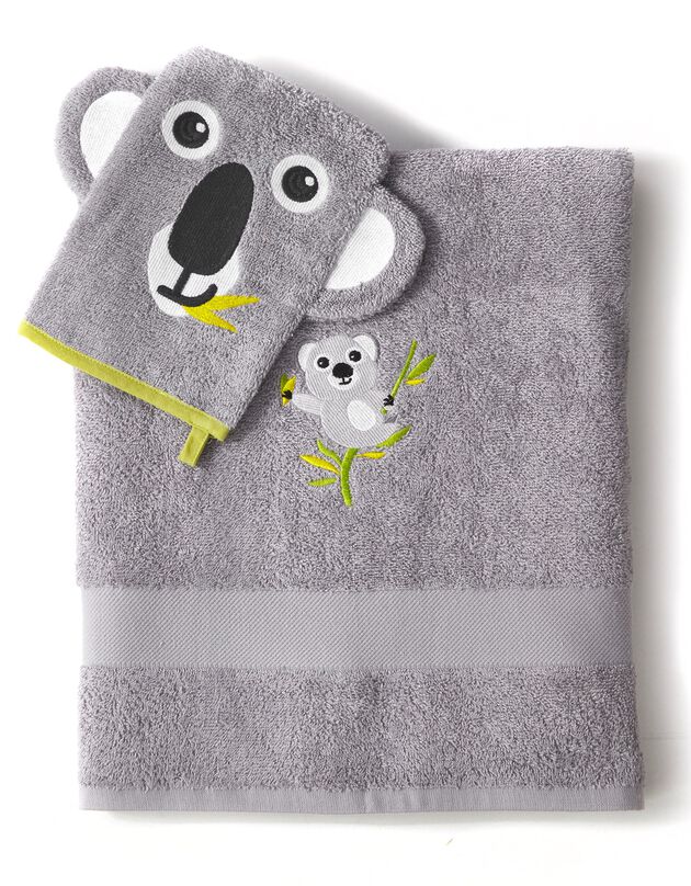 Collectie kinderbadlinnen met koalaborduursel - 380 g/m2 (grijs)