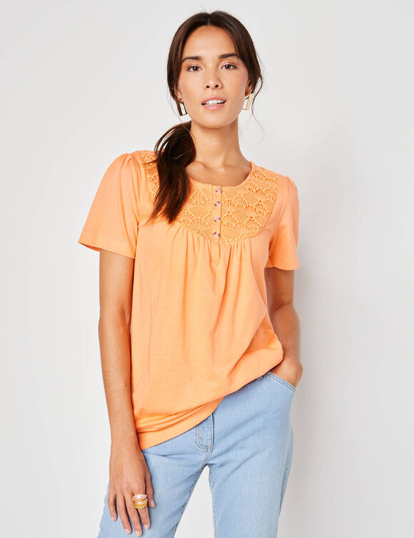 T-shirt macram&eacute; manches courtes (mangue)
