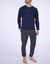 Ultrazachte pyjama in jersey en fleecetricot (blauw / grijs)