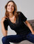 T-shirt coton et dentelle - lot de 2 (noir)