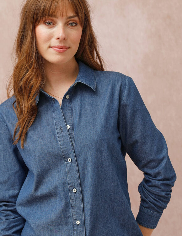 Chemisier boutonn&eacute; en jean l&eacute;ger (stone)