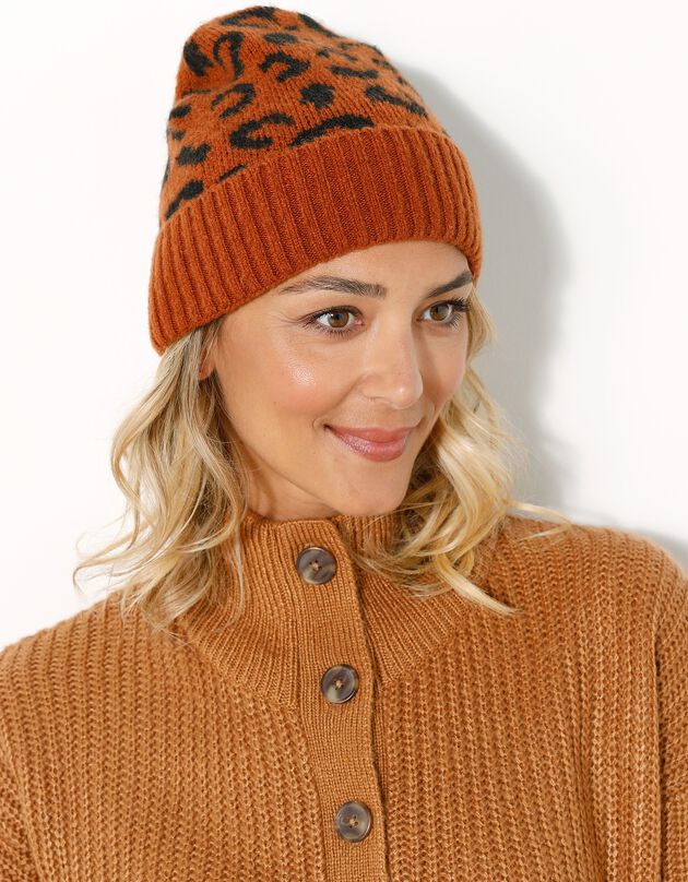 Bonnet à motif léopard  (caramel)