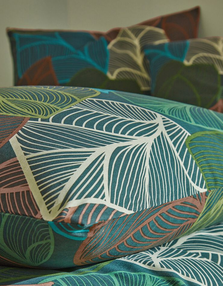Linge de lit Elsa en polycoton à motifs feuilles (vert)
