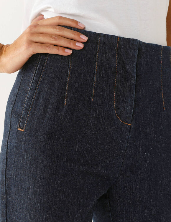 Steungevende 7/8-jeans, hoge taille (raw)
