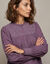 Blouse met hoge kraag, geborduurde gesmokte details, katoen (paars / ecru)