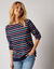 T-shirt marinière rayé coudières coeur, fils tissés-teints (marine / multicolore)