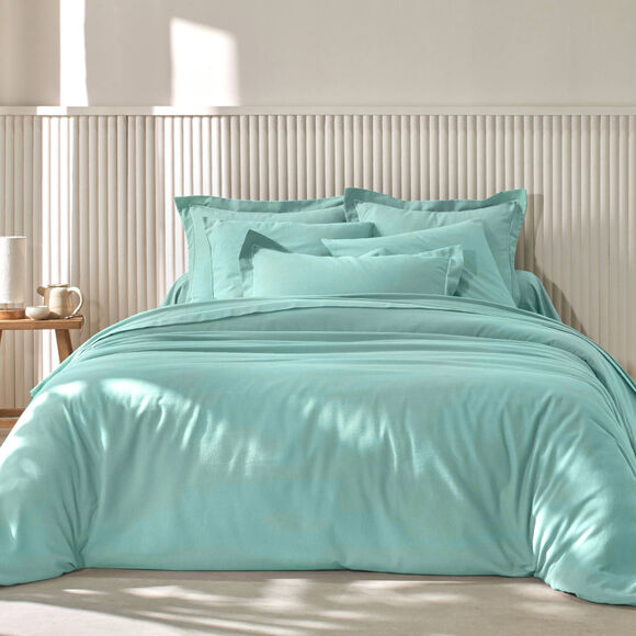 Linge de lit uni flanelle (lagon)