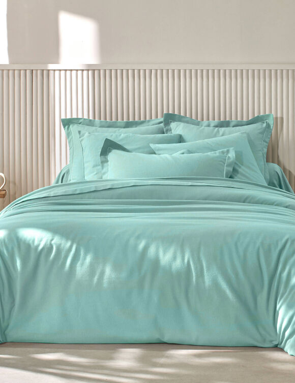 Linge de lit uni flanelle (lagon)