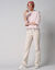 Broek in ribvelours met recht model (grijsbeige)
