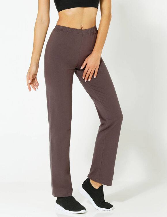 Pantalon droit maille taille &eacute;lastiqu&eacute;e (chocolat)