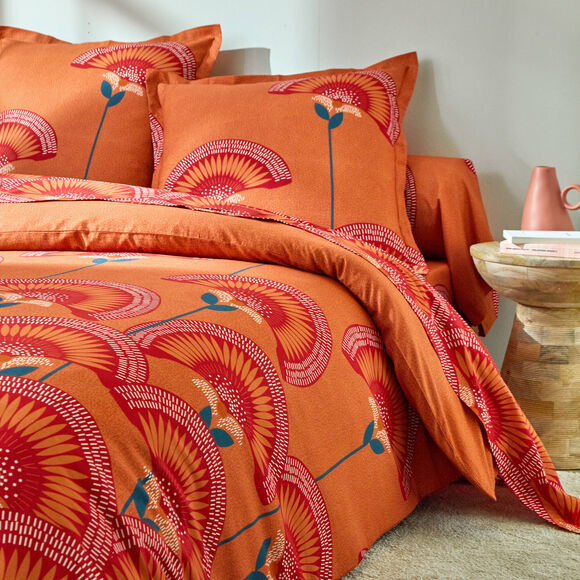 Linge de lit Suzanne en coton imprimé  (terracotta)