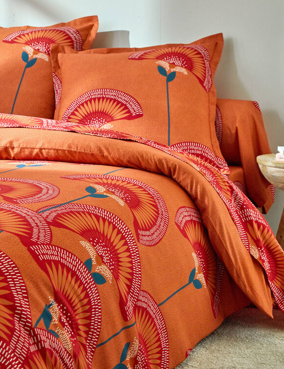 Linge de lit Suzanne en coton imprimé  (terracotta)