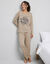 Pyjama en coton imprim&eacute; plac&eacute; "L'hiver en fleurs", manches longues (taupe chin&eacute;)