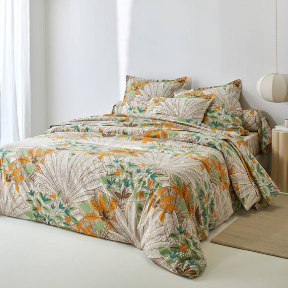 Bedlinnen Mada, in bedrukt katoen (groen)