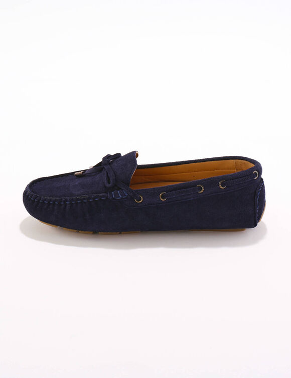 Mocassins en cuir ultra-souple à liens (marine)