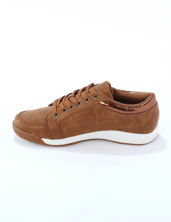 Tennis basses &agrave; lacets (marron)