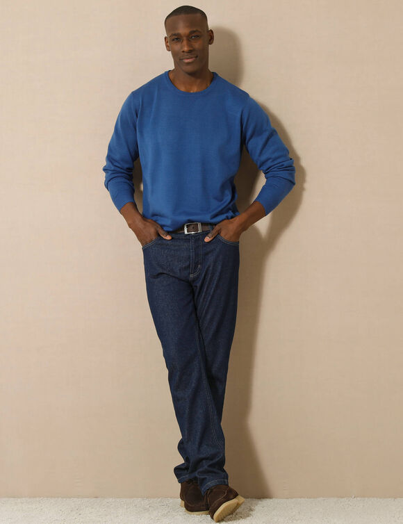 Pull uni col rond (bleu)