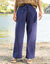Pantalon large taille haute, gaze de coton (indigo)