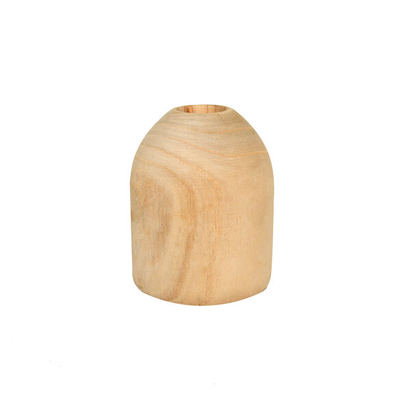 Vaas in onbewerkt hout in potvorm - hoogte 15 cm (hout)