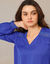 Blouse détails dentelle, crêpe (bleu dur)