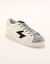 Sneakers met veters en goudkleurige bliksemschicht - glittereffect (wit / zilverkleurig)