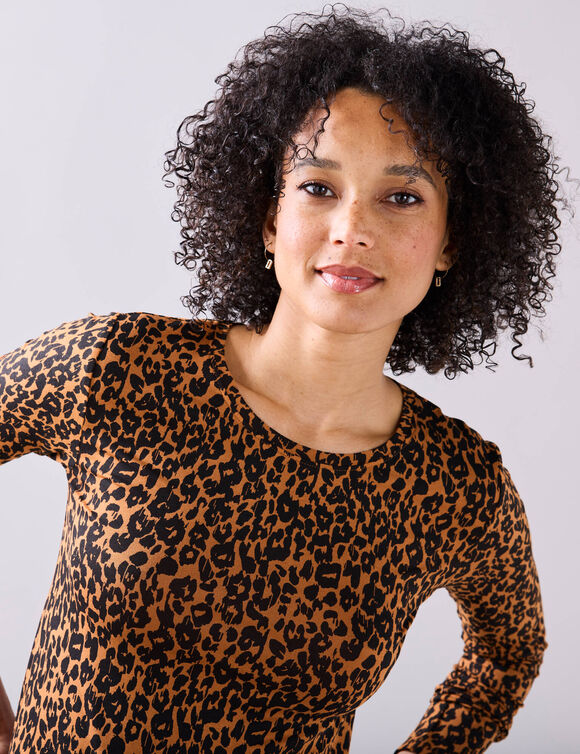 T-shirt imprimé peau de bête, stretch (caramel / noir)