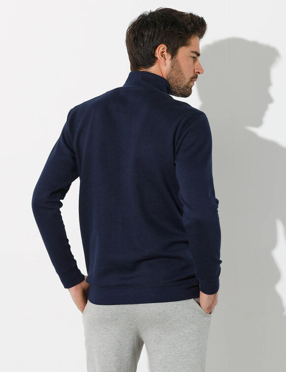 Sweat molleton col camionneur zippé (marine)