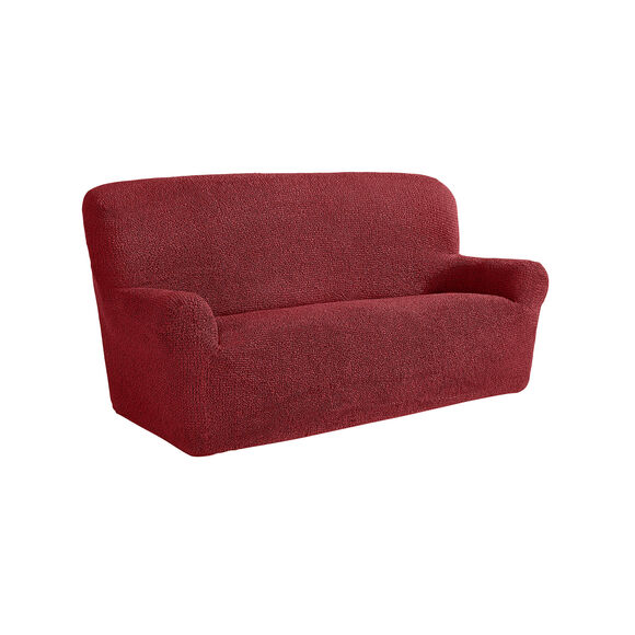 Housse bi-extensible microfibre gaufr&eacute;e pour fauteuil et canap&eacute; (bordeaux)