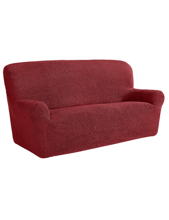 Housse bi-extensible microfibre gaufr&eacute;e pour fauteuil et canap&eacute; (bordeaux)