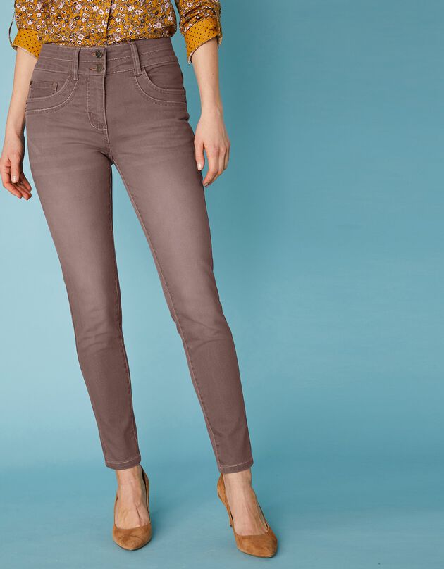 Jean 7/8ème fuselé couleur stretch (taupe)