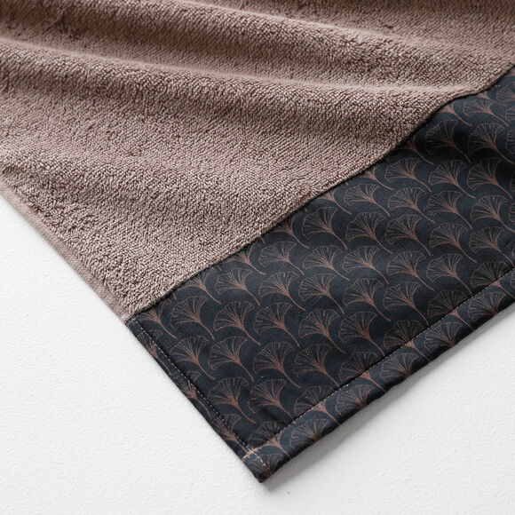 Éponge bouclette 420g/m² liteau imprimé ginkgo  (chocolat)