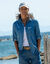 Bloes in lichte jeans met oprolbare mouwen (bleached)