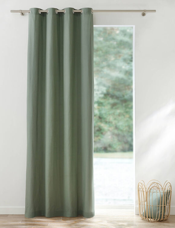 Rideau occultant bachette uni (eucalyptus)