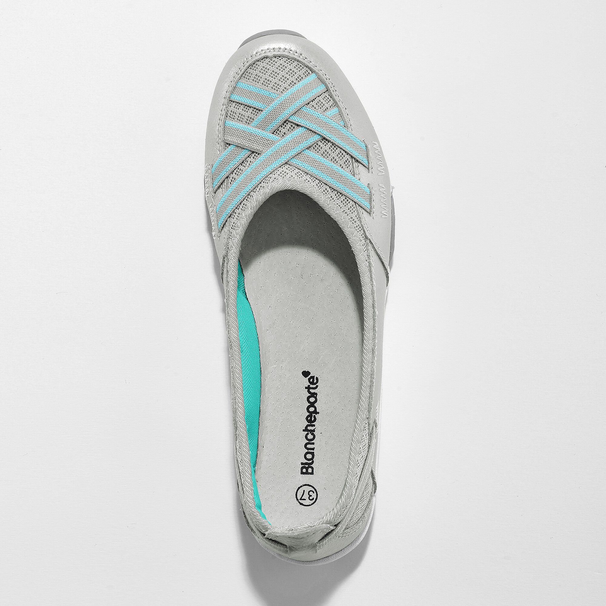 Soepele ballerina's in leer, zilverkleurig | Blancheporte