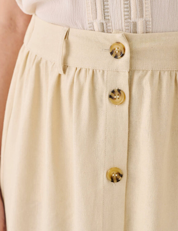 Jupe boutonn&eacute;e unie  (naturel)