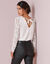 Blouse met geschulpte halslijn aan de rug en kanten mouwen (ecru)