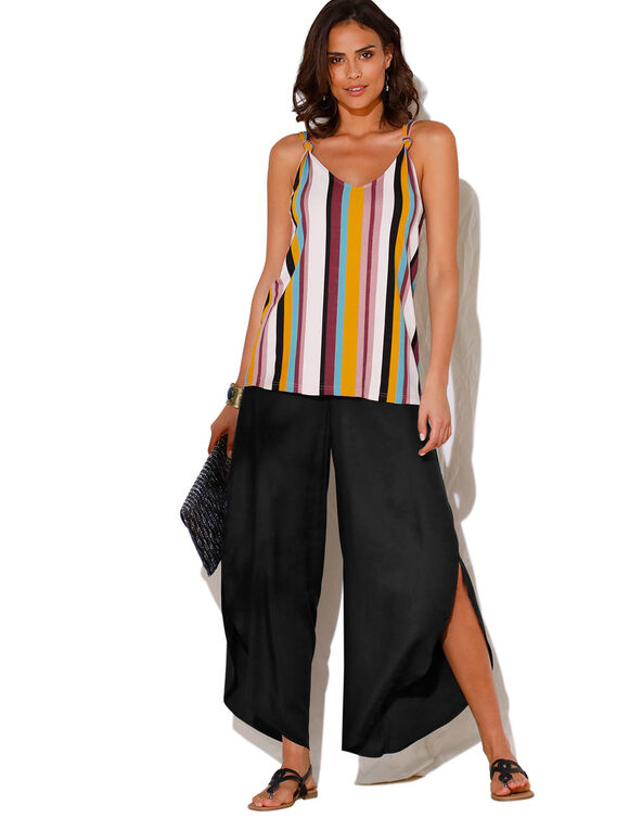 Ruime broek met split (zwart)