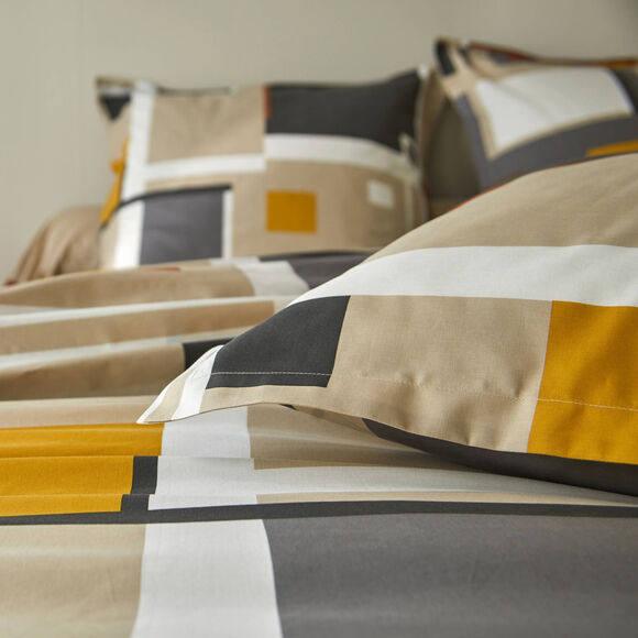Linge de lit Chromie en coton imprimé (grège)
