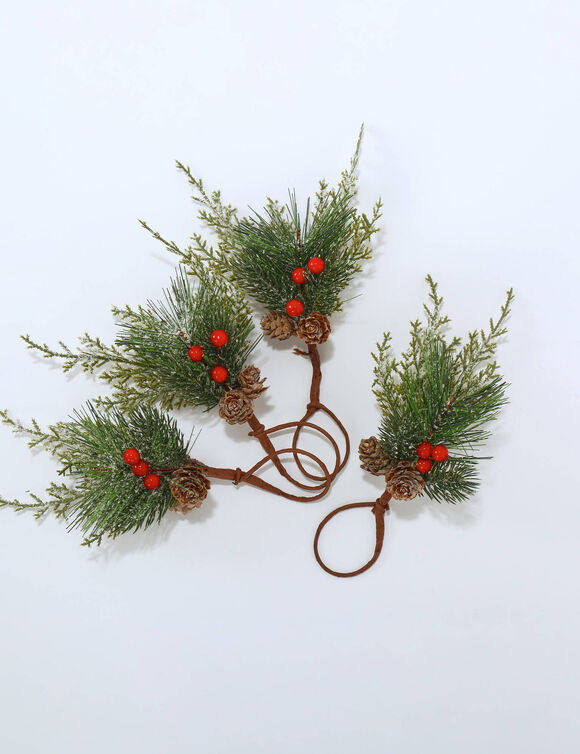 Handdoeken, kerstversiering met dennengroen &ndash; set van 4 (groen)