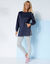 Lange sweater in geruwd molton (marine)
