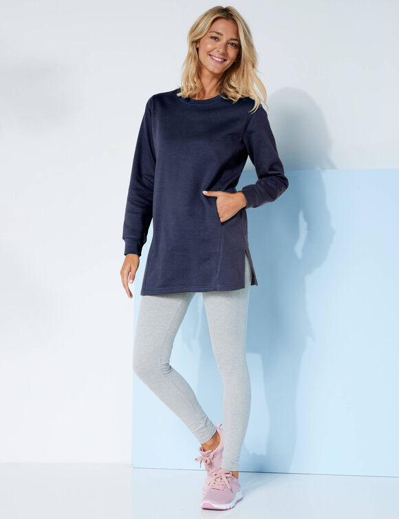 Sweat long, molleton gratté (marine)