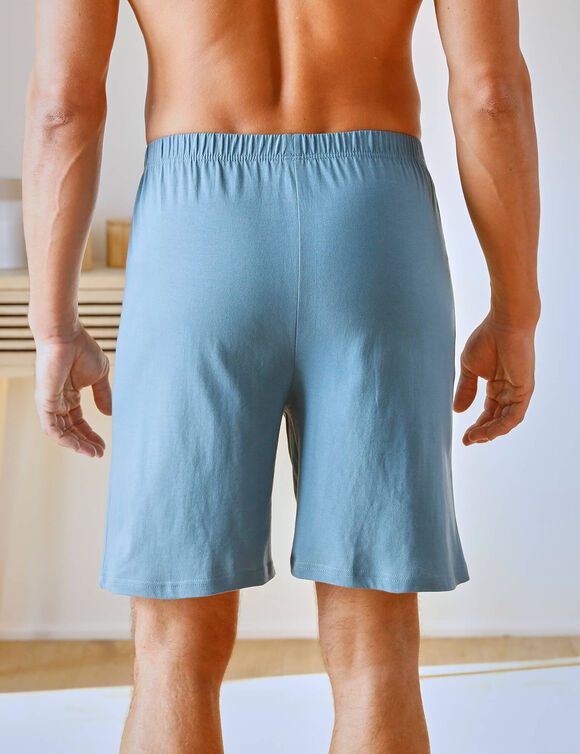 Short pyjama coton uni (bleu)