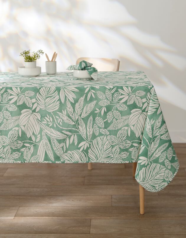 Nappe anti-taches imprimé végétal (vert amande)