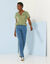 T-shirt met Tunesische hals en korte mouwen, broderie anglaise (lichtkaki)