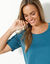 T-shirt col rond manches courtes (bleu prusse)