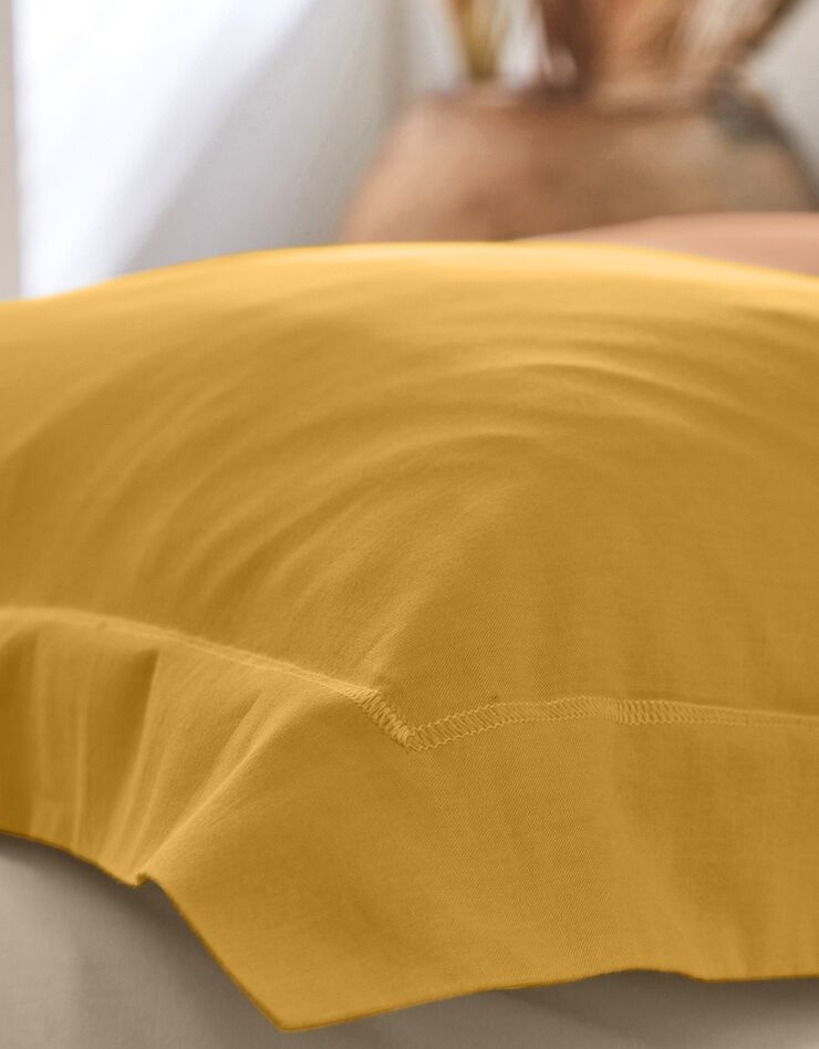 Linge de lit uni polyester-coton Colombine (curry)