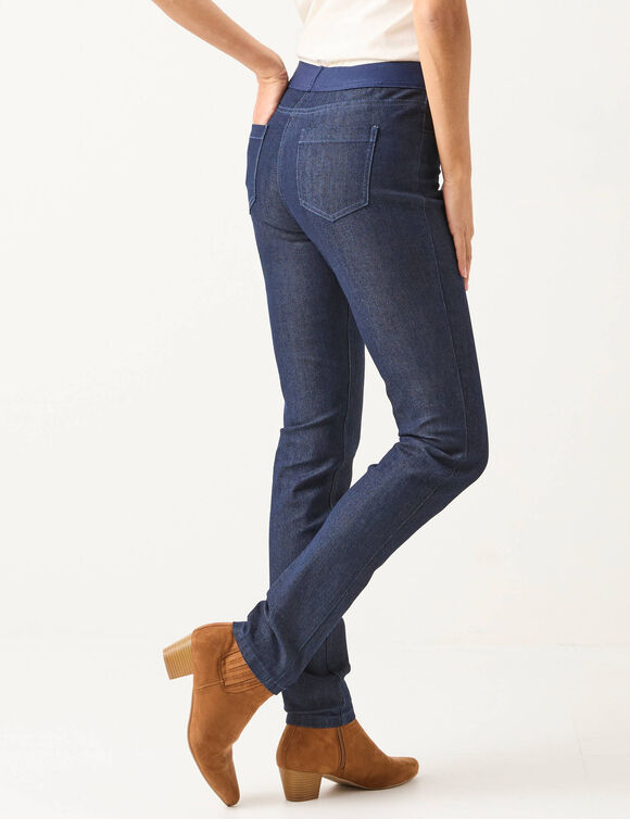 Jegging in denim met elastische taille, grote lengte (raw)